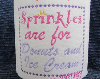 DIGITAL FILE - Embroidered Toilet Paper -  Sprinkles - Bathroom decor -  Toilet Paper design - Gag gift - Party Gift