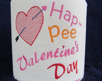 DIGITAL FILE-Embroidered Toilet Paper -  Valentines Day - Embroidered heart - Potty  humor - Bathroom decor -  Toilet Paper design