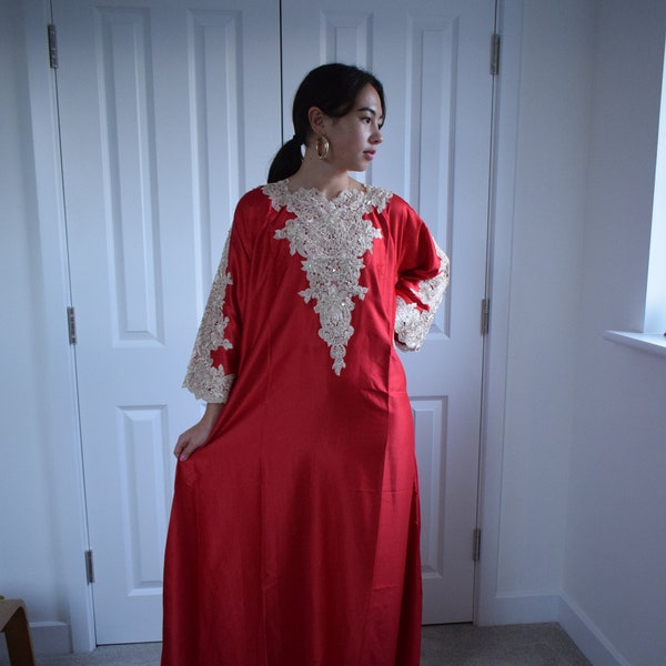 Arabian dress silky dress red lace dress batwing dress wedding dress prom dress UK 10 12 14 16 18 20  S to XXL