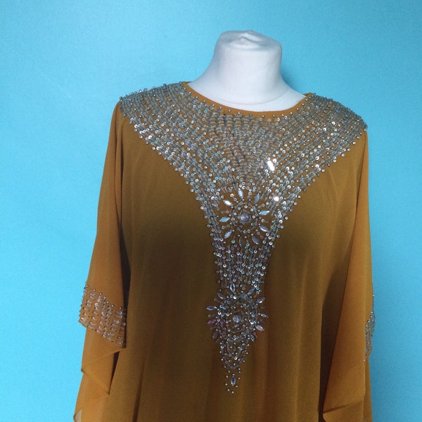 Sparkly dress jewel dress Egyptian dress beads dress one size S to XXL
