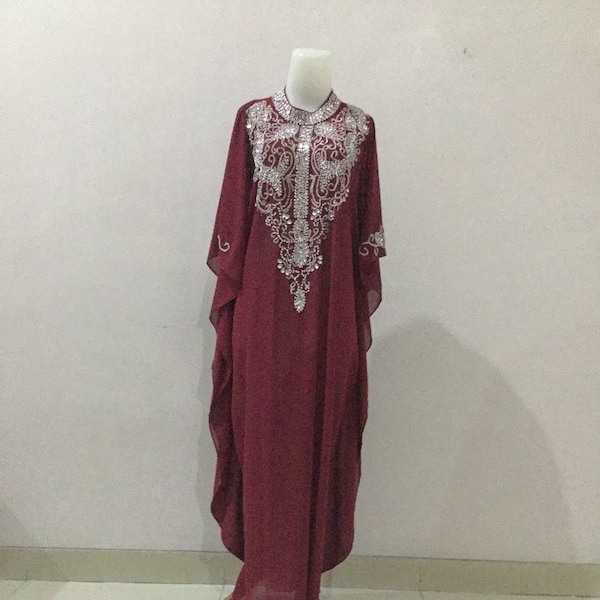 Beads sequins dress Arabian dress Kaftan dress abaya maternity UK 10 12 14 16 18 20 22