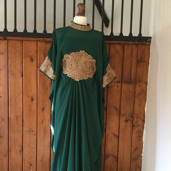 Moroccan Dubai kaftan bottle green gold lace abaya maxi robe de mariée bal de mariée US S à XXXXL UK 6 8 10 12 14 16 18 20 22
