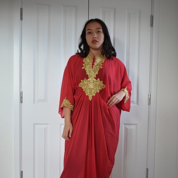 Red Kaftan/ lace Kaftan / maxi dress/ baby shower dress/ Dubai Kaftan/ prom dress