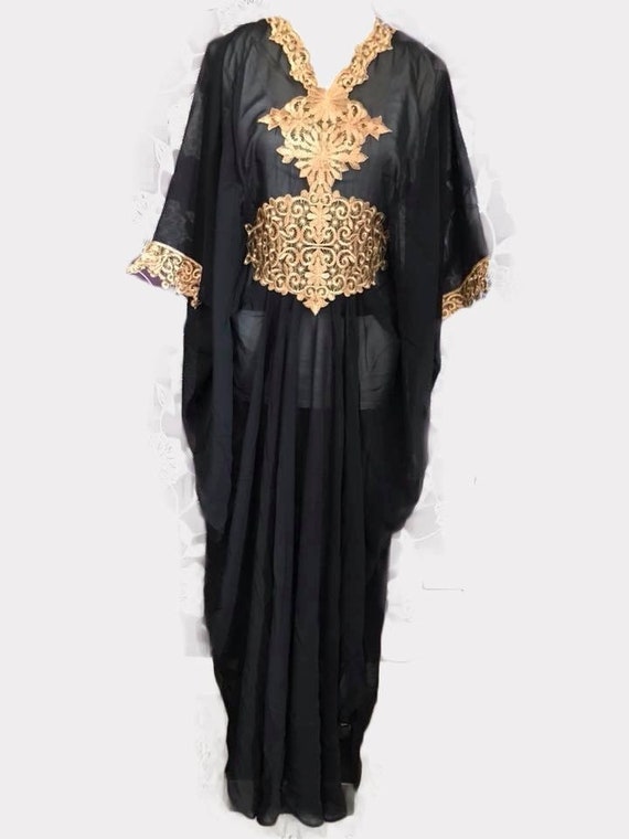 black abaya with gold embroidery
