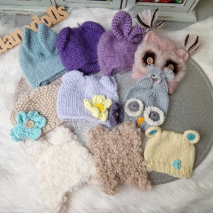 Knitted hat for Blythe dolls, doll hat different colors handmade, soft hat for winter