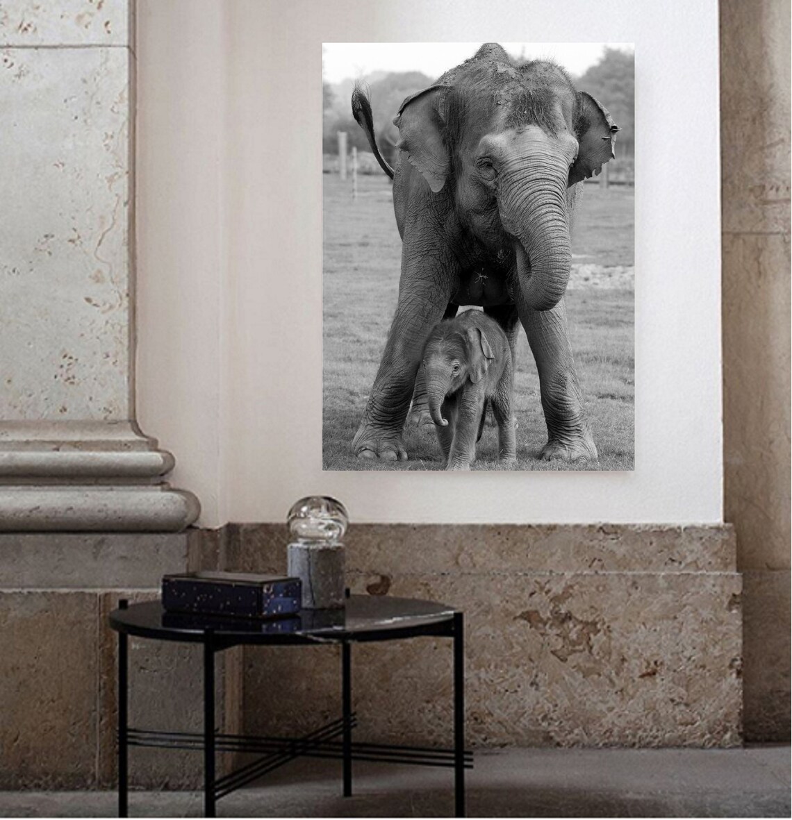Animal Wall Art Printable elephant black and white animal | Etsy