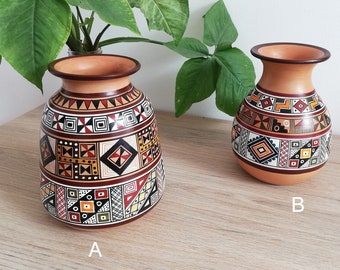 peruvian pottery, peruvian art, southwestern decor, boho decor, inca pottery, peru pottery, peruvian vase, inca art, pottery statuette