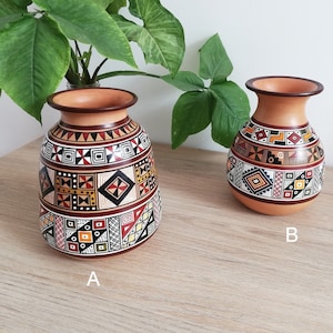 Handmade Peruvian Pottery Vase: Inca Art, Southwestern Boho Decor
