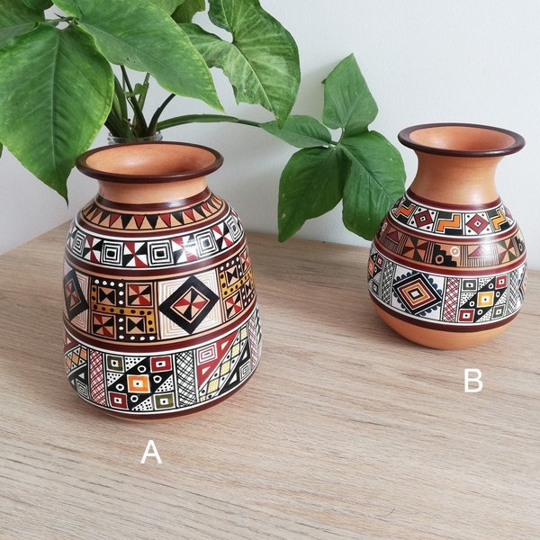 peruvian pottery, peruvian art, southwestern decor, boho decor, inca pottery, peru pottery, peruvian vase, inca art, pottery statuette