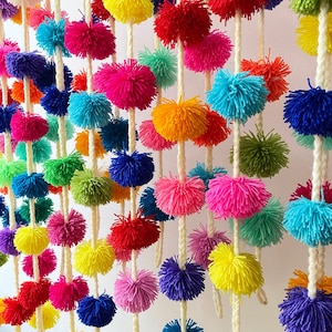 Colorful Pom Pom Garland: Handmade Peruvian Fiesta Decor