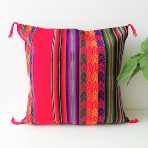 Embroidered Peruvian Wool Pillow Cover: Vibrant Ethnic Cushion (16x16&quot;)