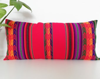 Colorful Lumbar Pillow, peruvian pillow, Bohemian Lumbar Pillow, Boho Throw Pillow, Boho Lumbar Pillow, Silk Pillow, Sunny Pillow