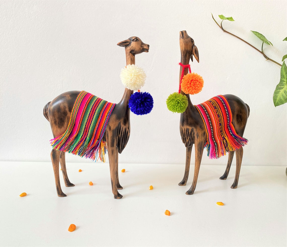 Peruvian Art Llama Statue Llama Figurine Alpaca Figurine Etsy