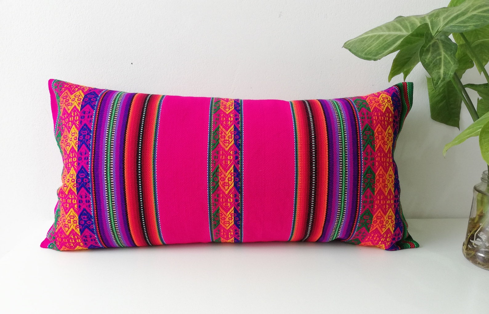 Boho Pillow Lumbar Throw Pillow Woven Rectangle Outdoor - Etsy