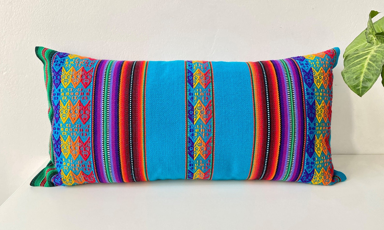 Boho Pillow Lumbar Throw Pillow Woven Rectangle Outdoor - Etsy