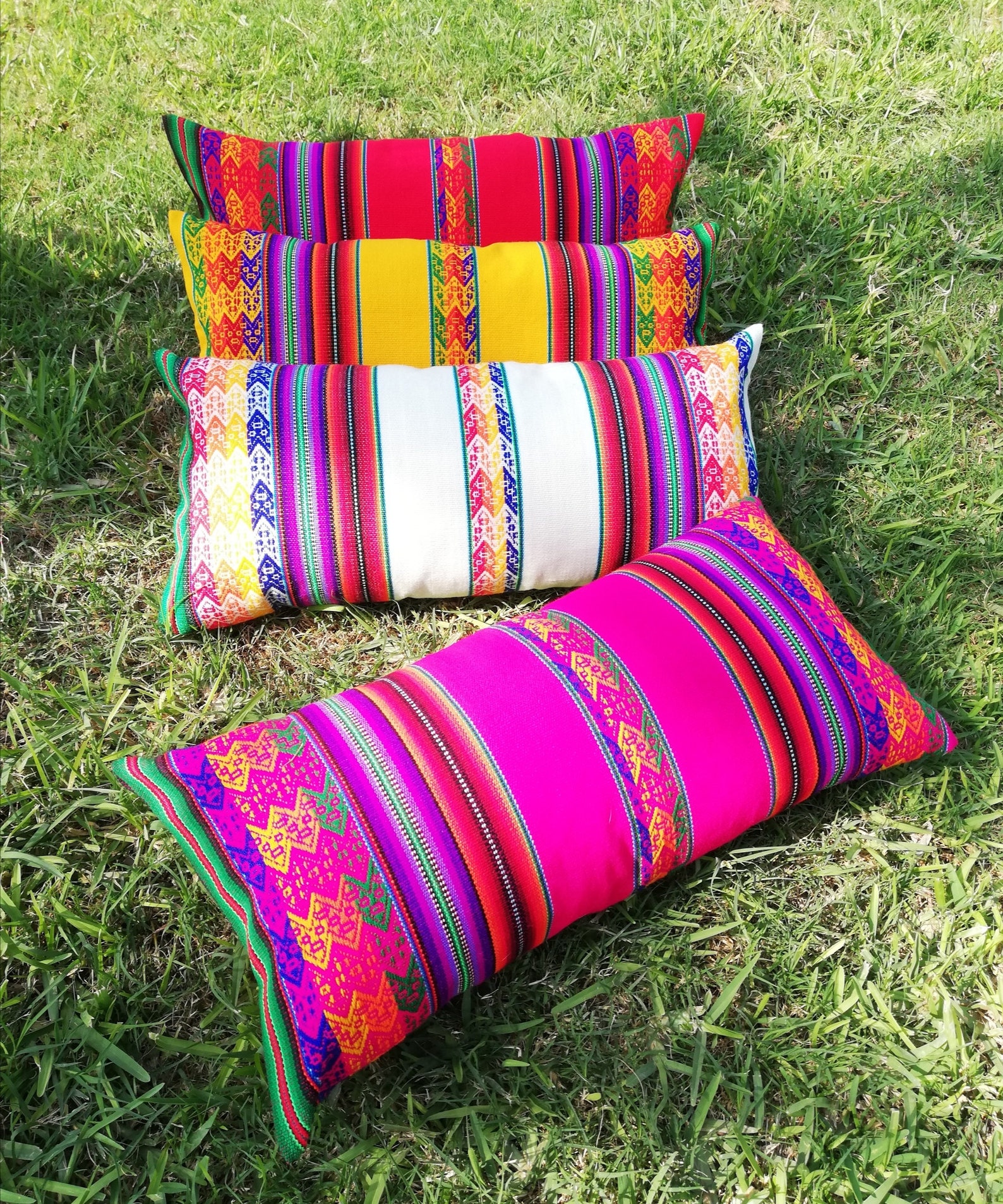 Boho Pillow Lumbar Throw Pillow Woven Rectangle Outdoor Etsy