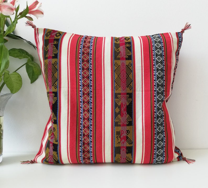 Bohemian Artisan Collection // Red Decorative Throw Pillows // | Etsy