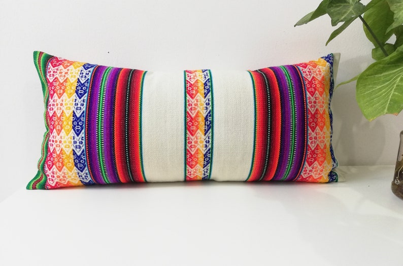 Boho Pillow Lumbar Throw Pillow Woven Rectangle Outdoor Etsy