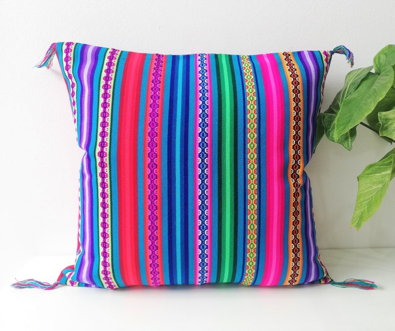 Colorful Throw Pillow Boho Colorful Throw Pillow Yellow Etsy