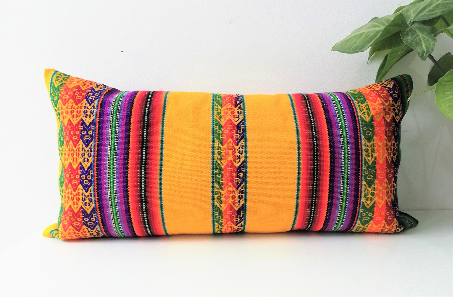Boho Pillow Lumbar Throw Pillow Woven Rectangle Outdoor Etsy