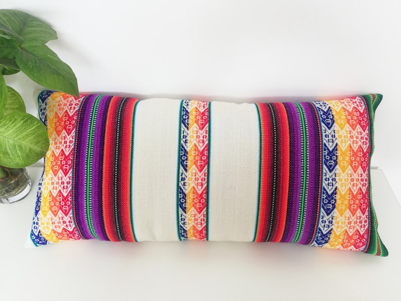 Boho pillow lumbar throw pillow woven rectangle outdoor Etsy