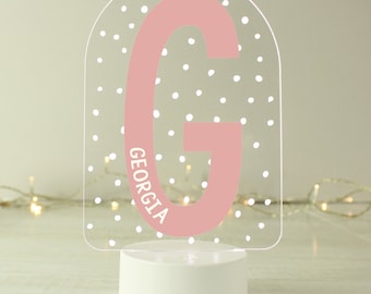 Personalise Name Inital LED Touch Base Changing Light - Children's Bedside Table Lamp - Kids LED Name Light - Girls  Birthday Christmas