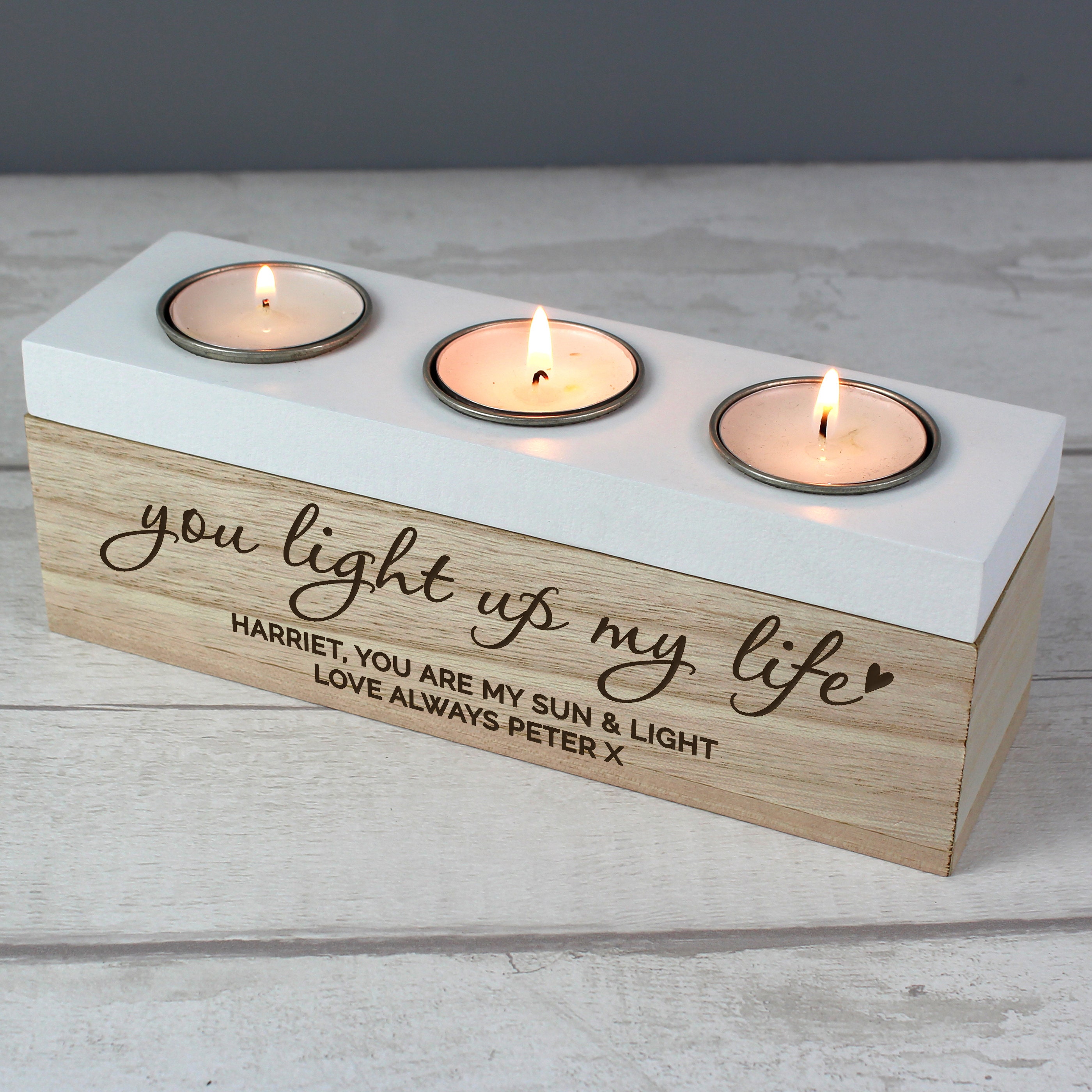 Personalise Triple Tealights Holder Box Votive Tea Lights Etsy
