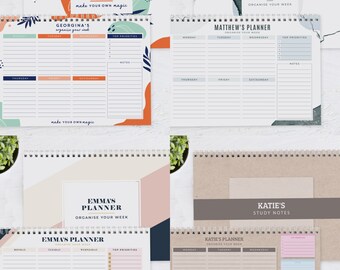 Personalise Undated Weekly Planners Calendar Pad, Weekly To Do List Notepad, Tear Off Planner, Study Planner,  Desk Planner, Christmas Gift