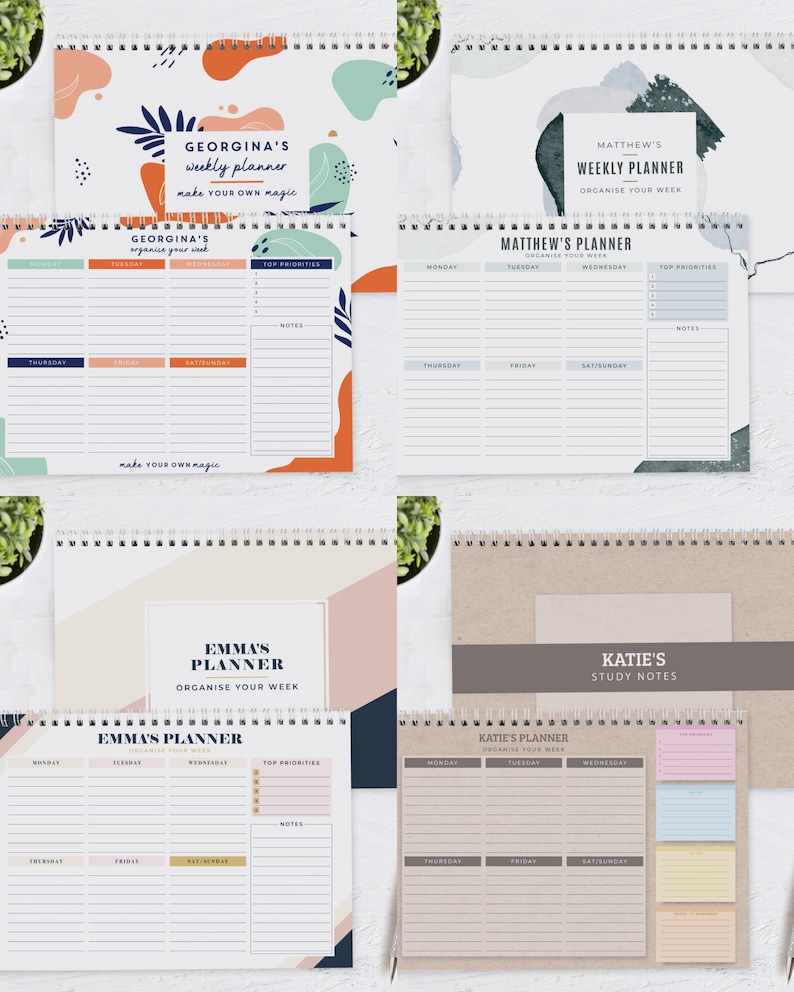 Personalise Undated Weekly Planners Calendar Pad, Weekly to Do List ...