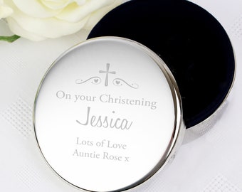 Personalised Silver Trinket Box - Message Name Boy Girl Baby - Christening Confirmation Christmas Gift