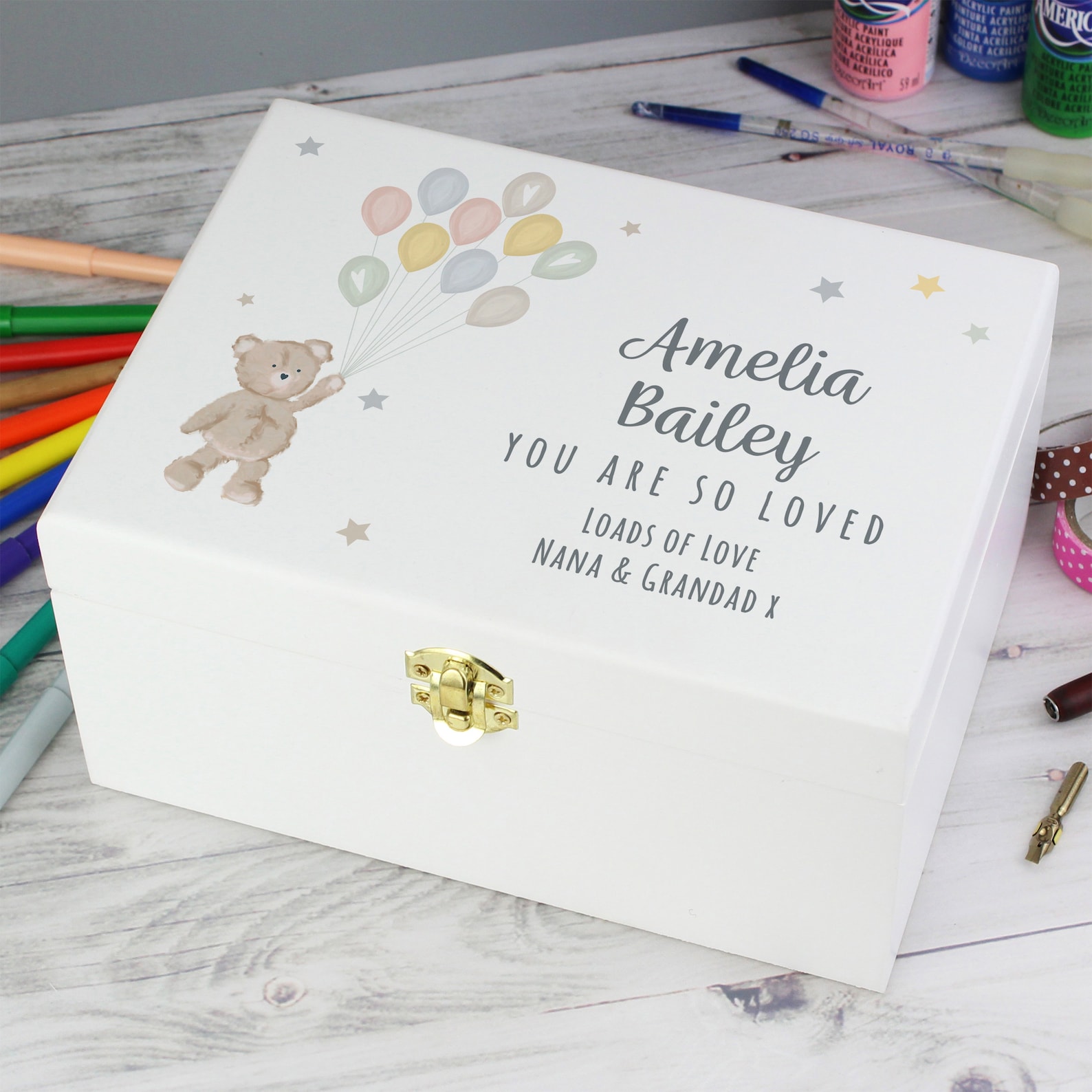 Personalise Baby Girl Boy Keepsake Box - Nursery Newborn 1st Birthday ...