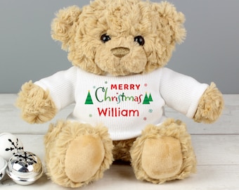 Children's Personalise Christmas Teddy Bear for Baby Boy Girl, Any Name, Christmas Soft Plush Toy for Kids, Teddy Bear with Name Gift