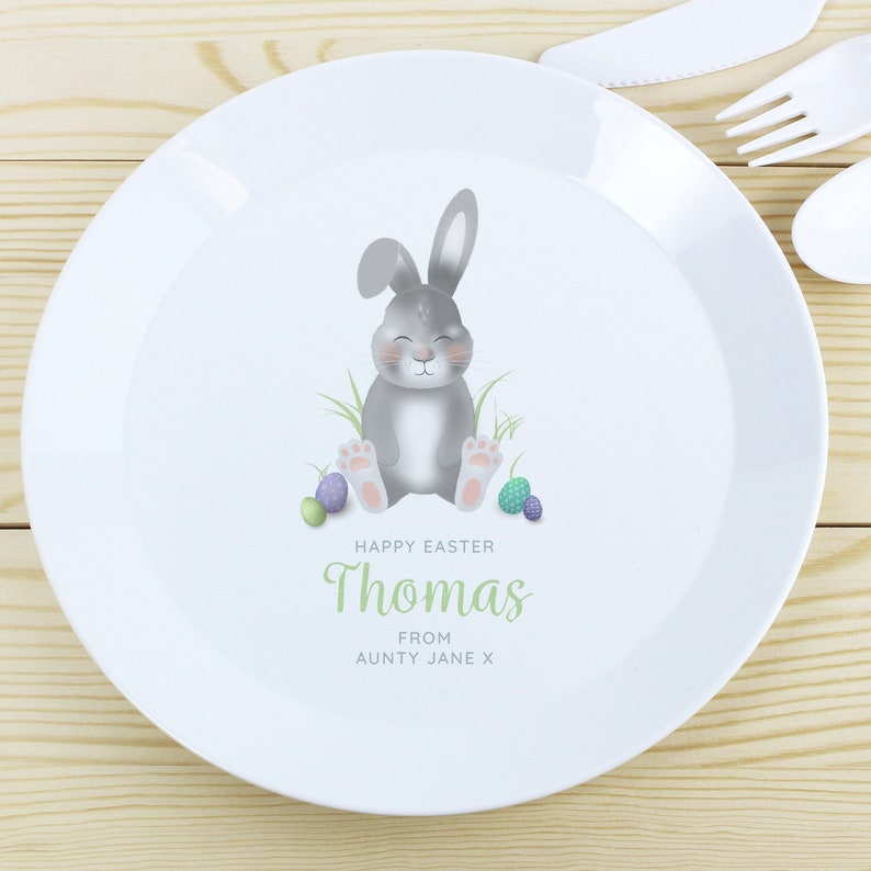 Personalised Easter Bunny Plastic Plate Boys Girls Easter Gift BPA Free image 6