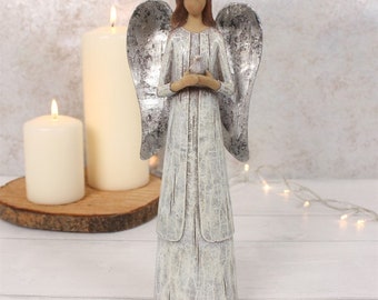 Beautiful Angel & Dove of Peace - Large Angel Wings Ornament Home Decor - Remembrance Religious Memorial Gift - Birthday Easter Gift for