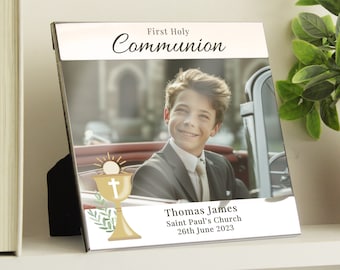 Personalisieren Sie die heilige Kommunion 6x4-Fotorahmen, das erste Kommuniongeschenk der Kinder für Jungen-Mädchen, Andenken 1. Heilige Kommunion, jede mögliche Mitteilung