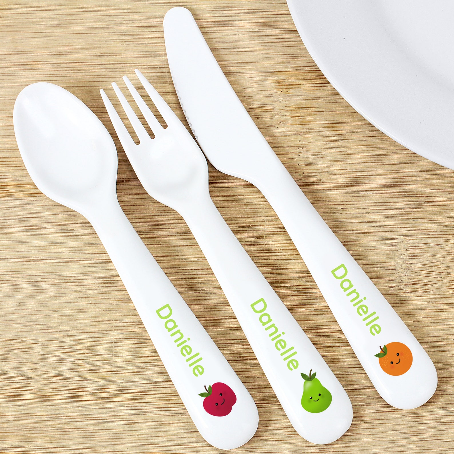 Personalised Baby Toddler Cutlery Set 3PC Fruits Design Birthday