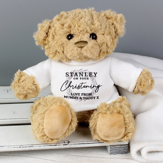 Christening Newborn Boy Girl Personalised Embroidered Teddy Gift 