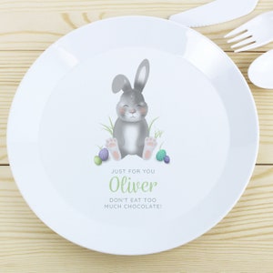 Personalised Easter Bunny Plastic Plate Boys Girls Easter Gift BPA Free image 4