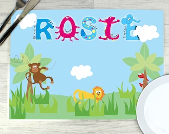 Personalised Animal Zoo Table Mat Placemat - Birthday Gift
