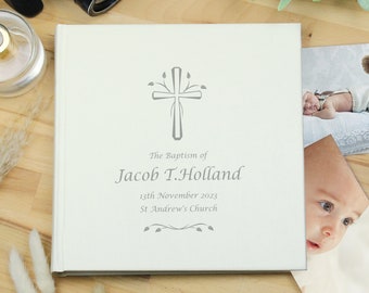 Personalised Photo Album with Cross Design,  6x4 Photo Book Holds 120 Photo Memories, for Christenings, Holy  Communion Gift, Wedding Album