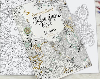 Personalised Adult Colouring Botanical Book -  Any Name Message - Birthday Thank You Christmas Gift
