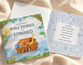 Children Keepsake Personalised Bible Stories with Pictures,  Name Appears on Each Page, Personalised Message - 32 Pages