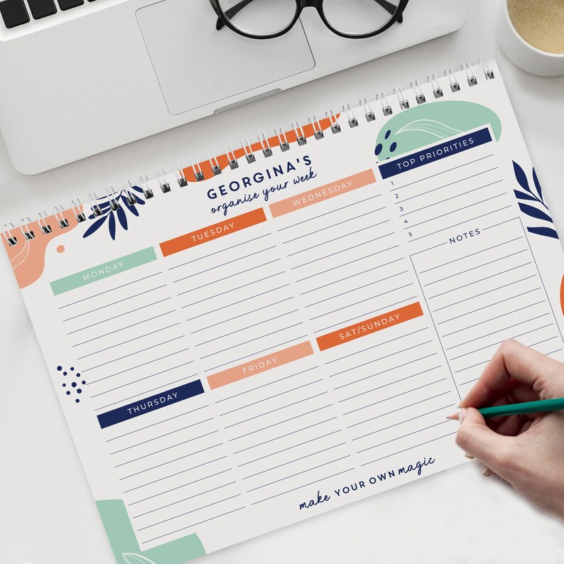 Planner Includes Personalise Undated Weekly Planners Calendar Pad, Weekly to Do List ...