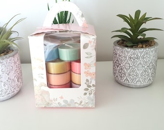 18 velas aromáticas de la colección "Té de la tarde", velas de té gourmet de larga duración (6 horas), velas surtidas, ideales para regalar en cumpleaños y bodas.