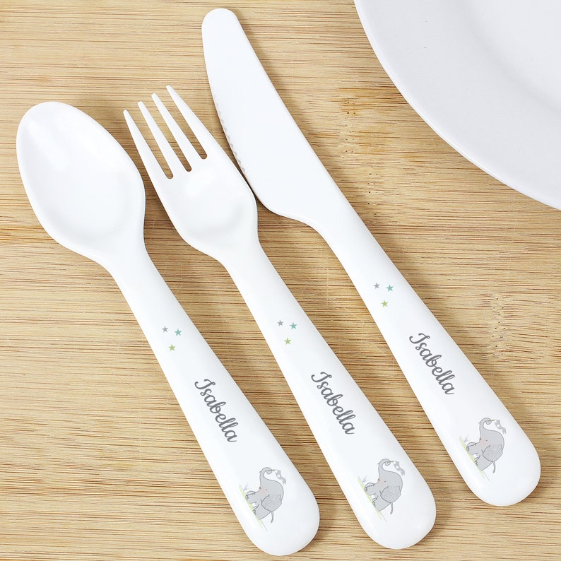 Personalised 3PC Baby Cutlery Set Elephant Design Etsy