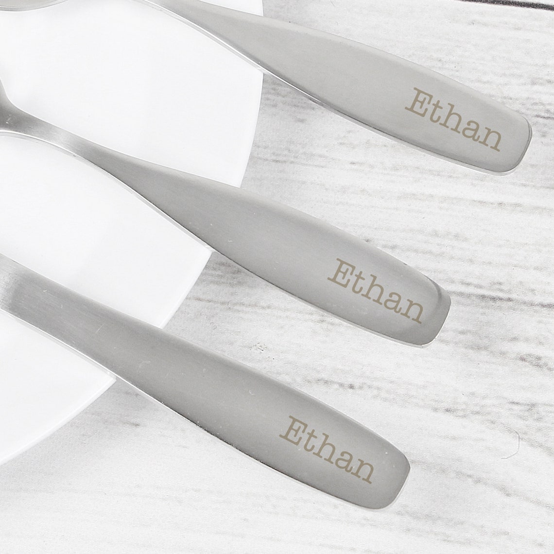 Personalise 3PC Silver Engraved Cutlery Children's Set Etsy