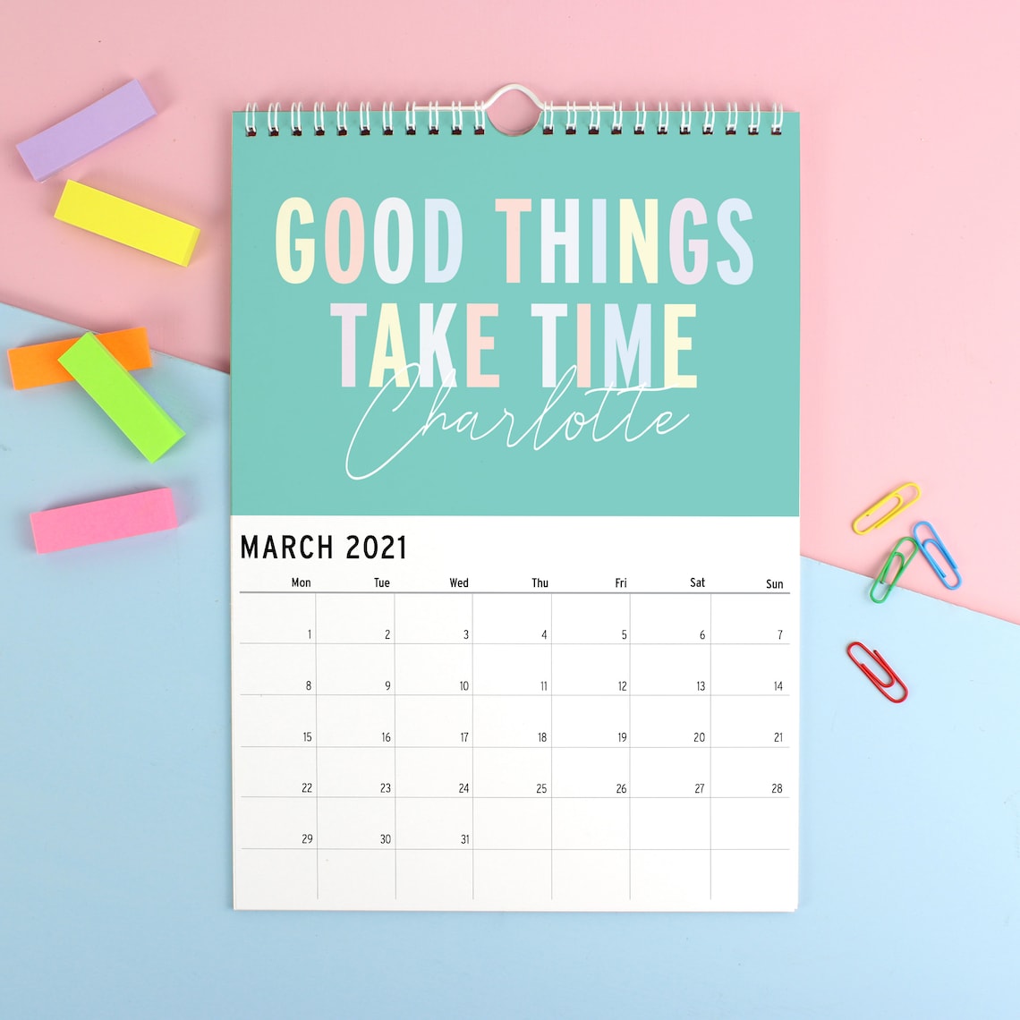 Personalise Motivational Calendar Planner Gift for Her Girls Etsy UK