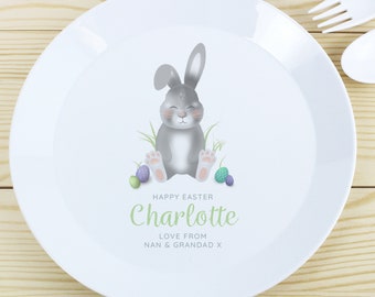 Personalised Easter Bunny Plastic Plate - Boys Girls Easter Gift    - BPA Free