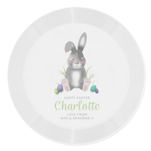 Personalised Easter Bunny Plastic Plate Boys Girls Easter Gift BPA Free image 3