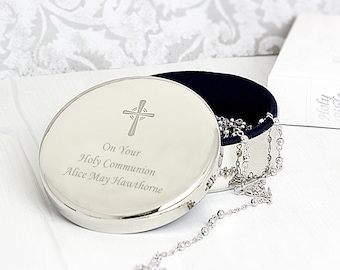 Personalised Rosemary Beads and Cross Necklace Gift Trinket Box Set
